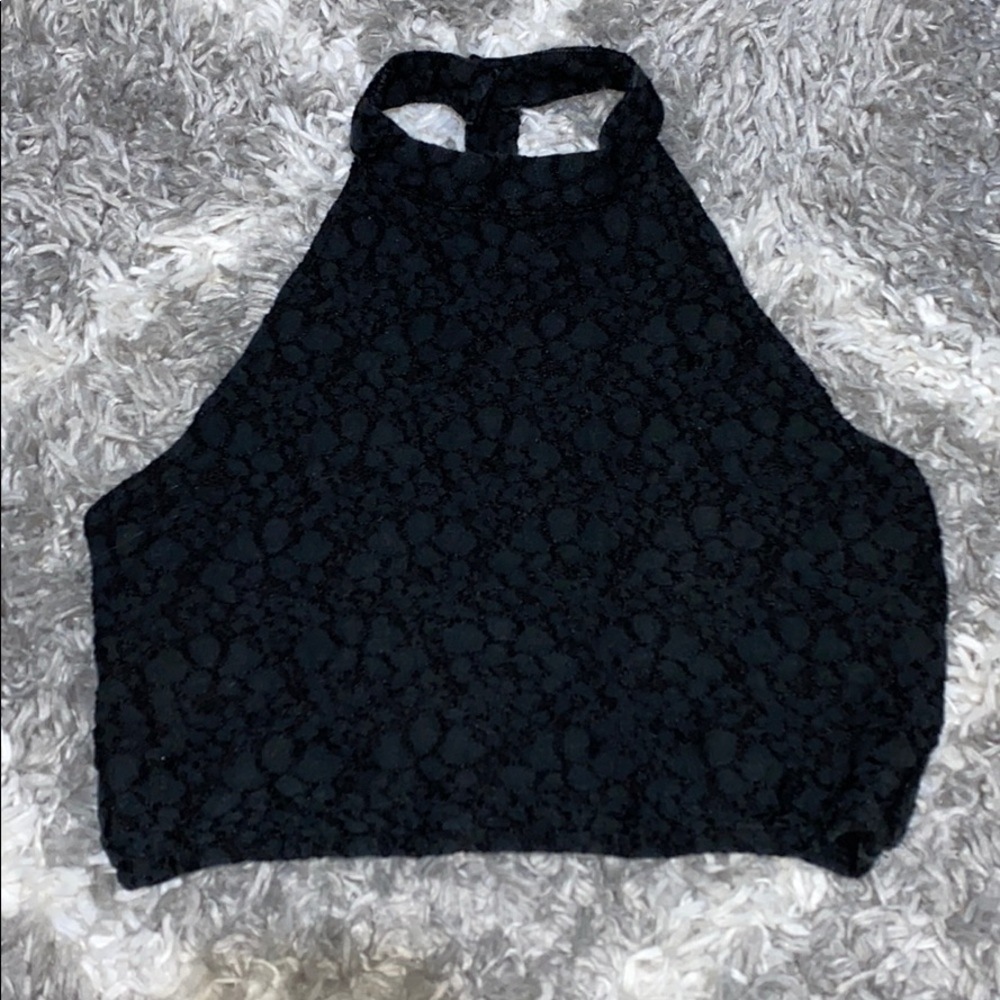 Textured black crop top
